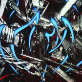 K- Ivry Chaos 2015  acrylique, aérosol et photographie sérigraphiée sur toile 130x195cm